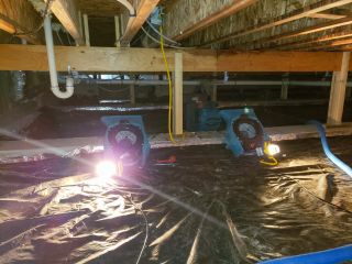 Comprehensive mold remediation process underway in a Castaic residence following water damage